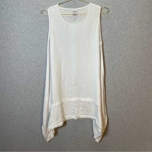 Match Point USA Linen White Lantern Asymmetrical Tunic/Mini Dress - Picture 1 of 4